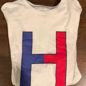 Tommy Hilfiger mens red white blue long sleeve shirt